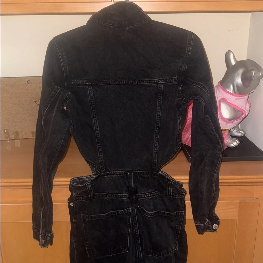 Zara Women's Black Denim cut out jumpsuit - Picture 4 of 4